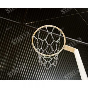 Netball Hoop Metal Mesh Chain Indoors Positioned Right