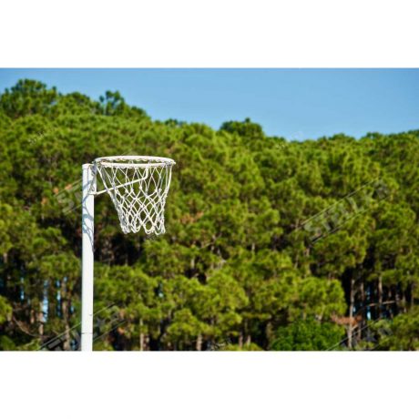 Thumbnail Netball Hoop Positioned Left with Mesh Net Outdoor Trees Background